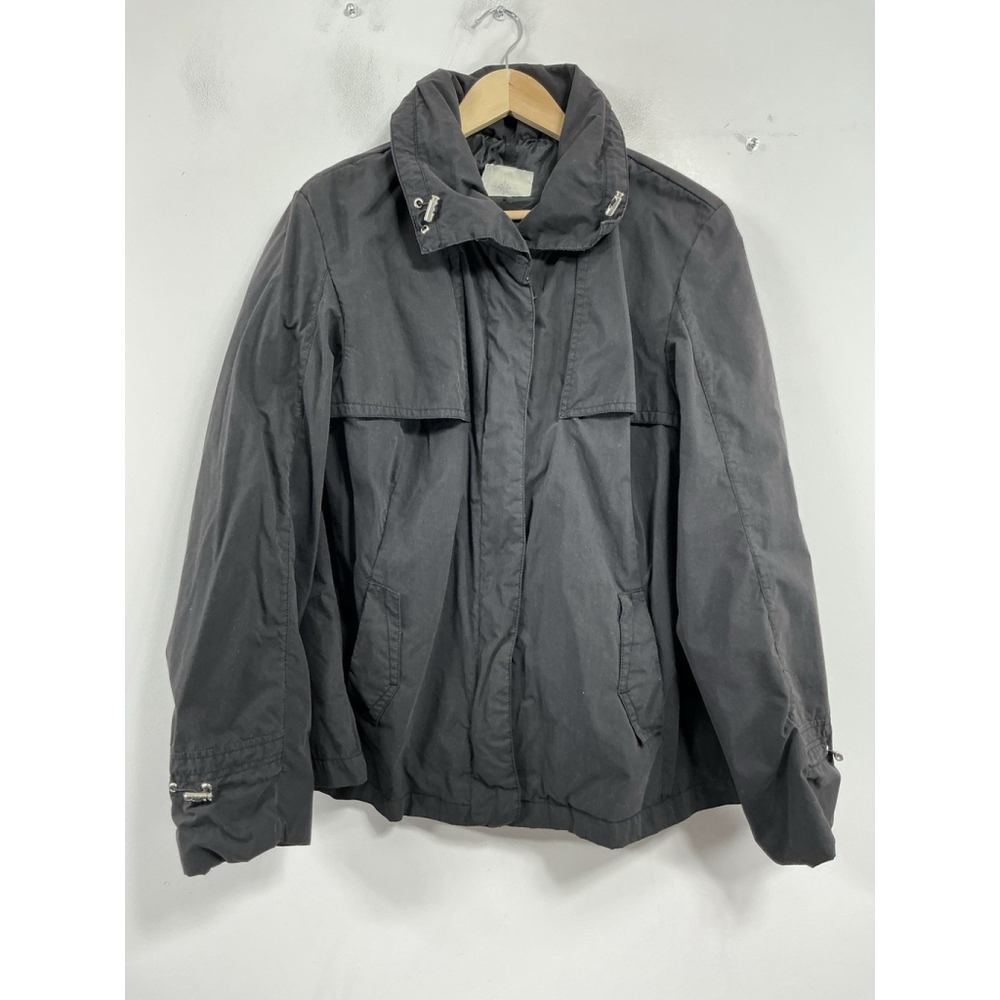 Mens Weather Tamer Windbreaker Jacket XL Black Zip Snap Front